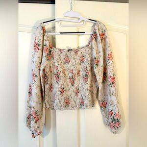 American Eagle Floral Smocked Top size XL
